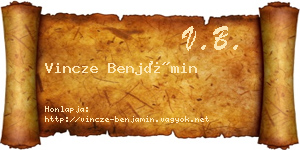 Vincze Benjámin névjegykártya